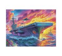 Porte-Avions sur la mer au Coucher de Soleil 500 Pièces Puzzle Collectionneur en Carton Anti-Déchirure Haute Difficulté Motif Complexe Décoration Murale Collection Cadeau Premium 500 PCS