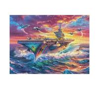Porte-Avions sur la mer au Coucher de Soleil 500 Pièces Puzzle Expert Confirmé en Carton sans Déformation Très Difficile Décoration Murale Collection Cadeau Fête des Pères Premium 500 PCS