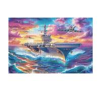 Porte-Avions sur la Surface de la mer Puzzle 1000 Pièces pour Adultes Challenge 3D Unique Educa Jeu De Réflexion Relaxation Artistique Cadeau De Famille Décoration 1000 PCS