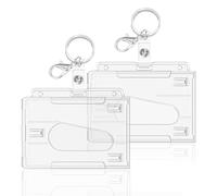 Porte Badge - 2 Pcs Porte Badges Plastique Transparentese, Pour Cartes Proximité, Cartes de Crédit, Nominatives et Cartes d'Identité，Porte Carte Bus (Horizontal 2 Pcs)