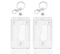 Porte Badge - 2 Pcs Porte Badges Plastique Transparentese, Pour Cartes Proximité, Cartes de Crédit, Nominatives et Cartes d'Identité，Porte Carte Bus (Vertical 2 Pcs)