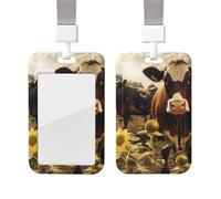 Porte-badge 3D en forme de vache marron avec lanière - Étanche - Protection pour carte d'identité avec fenêtre transparente - Pour homme et femme - Pour travail, bureau, médecin, infirmière