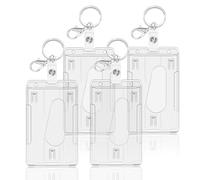 Porte Badge - 4 Pcs Porte Badges Plastique Transparentese, Pour Cartes Proximité, Cartes de Crédit, Nominatives et Cartes d'Identité,Porte Carte Bus (Vertical 4 Pcs)