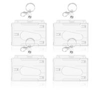Porte Badge - 4 Pcs Porte Badges Plastique Transparentese, Pour Cartes Proximité, Cartes de Crédit, Nominatives et Cartes d'Identité,Porte Carte Bus (Horizontal 4 Pcs)