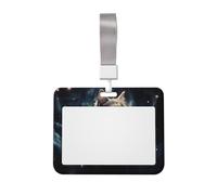Porte-badge « A Cat in a Nebula » avec lanière - Étui horizontal en plastique avec fenêtre transparente - Protection étanche pour carte d'identité - Pour infirmières, enseignants, bureau