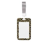 Porte-badge à motif abstrait or et noir avec cordon, porte-badge vertical rigide en plastique pour cartes d'identité