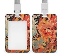 Porte-badge à motif Art nouveau avec lanière - Porte-carte d'identité étanche - Porte-badge de travail - Étui de protection vertical pour le travail, le bureau, les infirmières, les enseignantes et