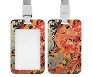 Porte-badge à motif Art nouveau avec lanière - Porte-carte d'identité étanche - Porte-badge de travail - Étui de protection vertical pour le travail, le bureau, les infirmières, les enseignantes et