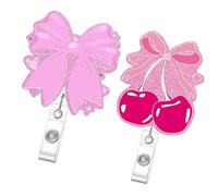 Porte-Badge À Nœuds 2 Pièces Bobines En Acrylique -clés Rétractable Mousqueton Bobine Pour -clés Avec Nom De Carte