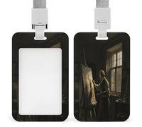 Porte-badge « A Painter in A Studio » imprimé vertical pour bureau, école, carte d'identité, carte de proximité, permis de conduire, permis et laissez-passer