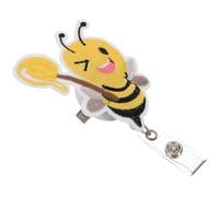 Porte-badge Abeille en Feutre Jaune, Clips Rotatifs Portables | Boucle Mignonne pour Cartes D’identité, Usage Bureau ou Infirmier, Plastique et Feutre, Jaune