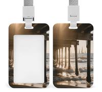 Porte-badge « Afternoon at The Beach » - Imprimé vertical - Convient pour le bureau, l'école, la proximité - Pour permis de conduire et laissez-passer