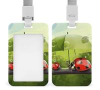 Porte-badge amusant en forme de coccinelle tenant un parapluie, avec cordon de suspension, étui de protection vertical pour carte d'identité, porte-badge multi-usage pour bureau, enseignant
