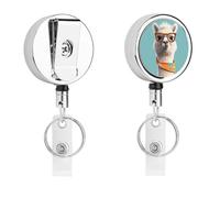 Porte-badge amusant en forme de lama de dessin animé - Enrouleur de badge d'infirmière rétractable en métal robuste avec corde en nylon de 68,1 cm - Étiquettes amusantes pour enseignants, infirmières