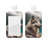 Porte-badge amusant en plastique imperméable avec motif loup avec cordon détachable pour le travail, le bureau, les infirmières, les médecins, les enseignants