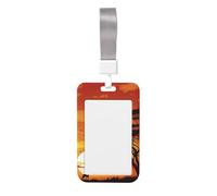Porte-badge amusant en plastique rigide avec fenêtre transparente, étanche, pour homme et femme avec lanière verticale, motif coucher de soleil africain