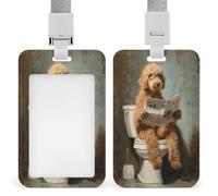 Porte-badge amusant Goldendoodle pour lire sur les toilettes - Porte-carte rétractable - Porte-carte de protection pour le travail, le bureau, le médecin, l'infirmière