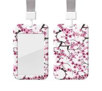Porte-badge aquarelle en forme de fleur de cerisier avec lanière en plastique pour carte d'identité, porte-nom avec fenêtre transparente pour infirmière, médecin, fournitures de bureau