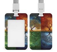 Porte-badge arbre de vie quatre saisons en plastique rigide pour cartes d'identité, cartes de crédit et cartes de proximité