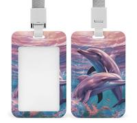 Porte-badge artistique dauphins avec cordon de suspension, étui de protection vertical pour carte d'identité, multi-usage pour bureau, enseignant, infirmière