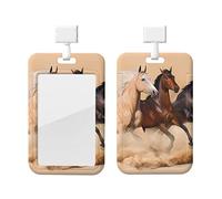 Porte-badge avec 3 chevaux qui courent - Porte-carte d'identité vertical avec lanière détachable - Pour bureau, infirmière, enseignante