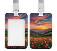 Porte-badge avec cordon amovible, étanche, motif nuage et coucher de soleil pour bureau, lieu de travail