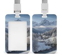 Porte-badge avec cordon amovible - Étanche - Motif paysage d'hiver dans les Alpes bavaroises - Pour bureau, lieu de travail