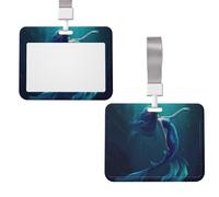 Porte-badge avec cordon coulissant - Étui vertical en plastique - Bleu - Porte-carte sirène pour le travail, la carte d'accès à la carte de métro