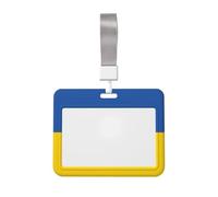 Porte-badge avec cordon de protection horizontal et motif drapeau de l'Ukraine - Coque rigide en ABS transparent pour le travail, le bureau, les événements