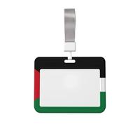 Porte-badge avec cordon de protection horizontal, motif drapeau de l'État de Palestine, coque rigide en ABS transparent pour le travail, le bureau, les événements