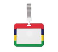 Porte-badge avec cordon de protection horizontal, motif drapeau de l'Île Maurice - Coque rigide en ABS transparent pour le travail, le bureau, les événements