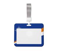 Porte-badge avec cordon de protection horizontal, motif drapeau des îles Marshall - Coque rigide en ABS transparent pour le travail, le bureau, les événements