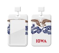 Porte-badge avec cordon de protection vertical en ABS transparent et enrouleur rétractable pour le bureau et le bureau Motif drapeau de l'Iowa