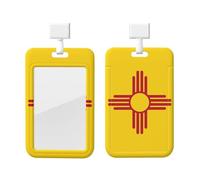 Porte-badge avec cordon de protection vertical et coque rigide en ABS transparent pour le travail et le bureau Motif drapeau du Nouveau-Mexique