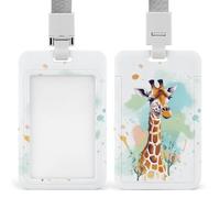 Porte-badge avec cordon de suspension, motif girafe artistique, étui de protection vertical multi-usage pour bureau, enseignant, infirmière