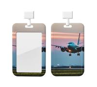 Porte-badge avec cordon détachable - Avec motif avion dans les lumières du soir - Pour médecin, enseignant, infirmière, personnel