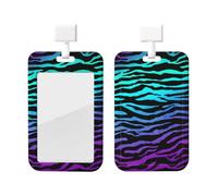 Porte-badge avec cordon détachable pour carte d'identité - Motif zèbre - Violet, bleu, vert, camouflage, zèbre, pour médecin, enseignant, infirmière, personnel