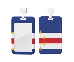 Porte-badge avec cordon - Drapeau du Cap-Vert - Protecteur de carte vertical - Coque rigide en ABS transparent - Enrouleur rétractable pour le bureau
