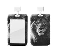 Porte-badge avec cordon en forme de lion africain noir et blanc - Jolie bobine de badge à clip en plastique imperméable - Housse de protection pour le travail, le bureau, les infirmières, les