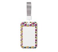 Porte-badge avec cordon en plastique rigide et imprimé chapeau de cowboy rose graffiti