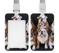 Porte-badge avec cordon et bobine rétractable - Lanière de protection verticale pour carte de bouledogue anglais - Clips de protection pour femme - Pour infirmière, médecin, enseignante