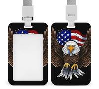 Porte-badge avec cordon et clip rétractable - Drapeau américain patriotique - Cordon de protection vertical pour carte d'identité - Clips de protection pour femme - Pour infirmière, médecin