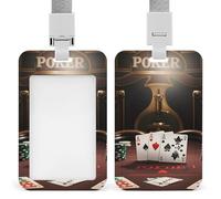 Porte-badge avec cordon et porte-badge rétractable - Cordon de protection vertical pour carte de tournoi de poker - Clips de protection - Pour femmes, infirmières, médecins, enseignantes