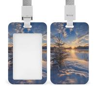 Porte-badge avec cordon étanche pour cartes d'identité, paysage d'hiver paisible, pour femmes, hommes, employés de bureau, enseignants, infirmiers