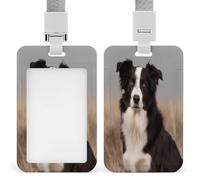Porte-badge avec cordon imprimé Border Collie - Porte-badge vertical - Pour employés de bureau