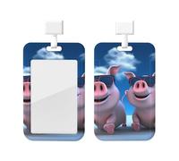 Porte-badge avec cordon - Imprimé cochons 3D - Porte-carte d'identité avec clip rétractable et cordon tour de cou amovible pour clés, carte d'accès