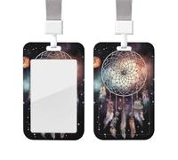 Porte-badge avec cordon - Joli attrape-rêves et étoiles - Porte-carte d'identité - Clip vertical - Pour bureau, médecin, infirmière, travail