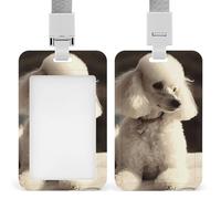 Porte-badge avec cordon, motif caniche français, avec fenêtre transparente, étanche, pour carte d'identité, étui de protection pour bureau.