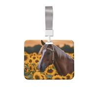 Porte-badge avec cordon - Motif cheval de tournesol jaune - Cordon vertical de protection pour carte d'identité - Clips pour infirmière, médecin, bus, métro