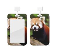 Porte-badge avec cordon - Motif petit panda rouge - Porte-carte d'identité avec clip rétractable et cordon tour de cou amovible pour clés, carte d'accès